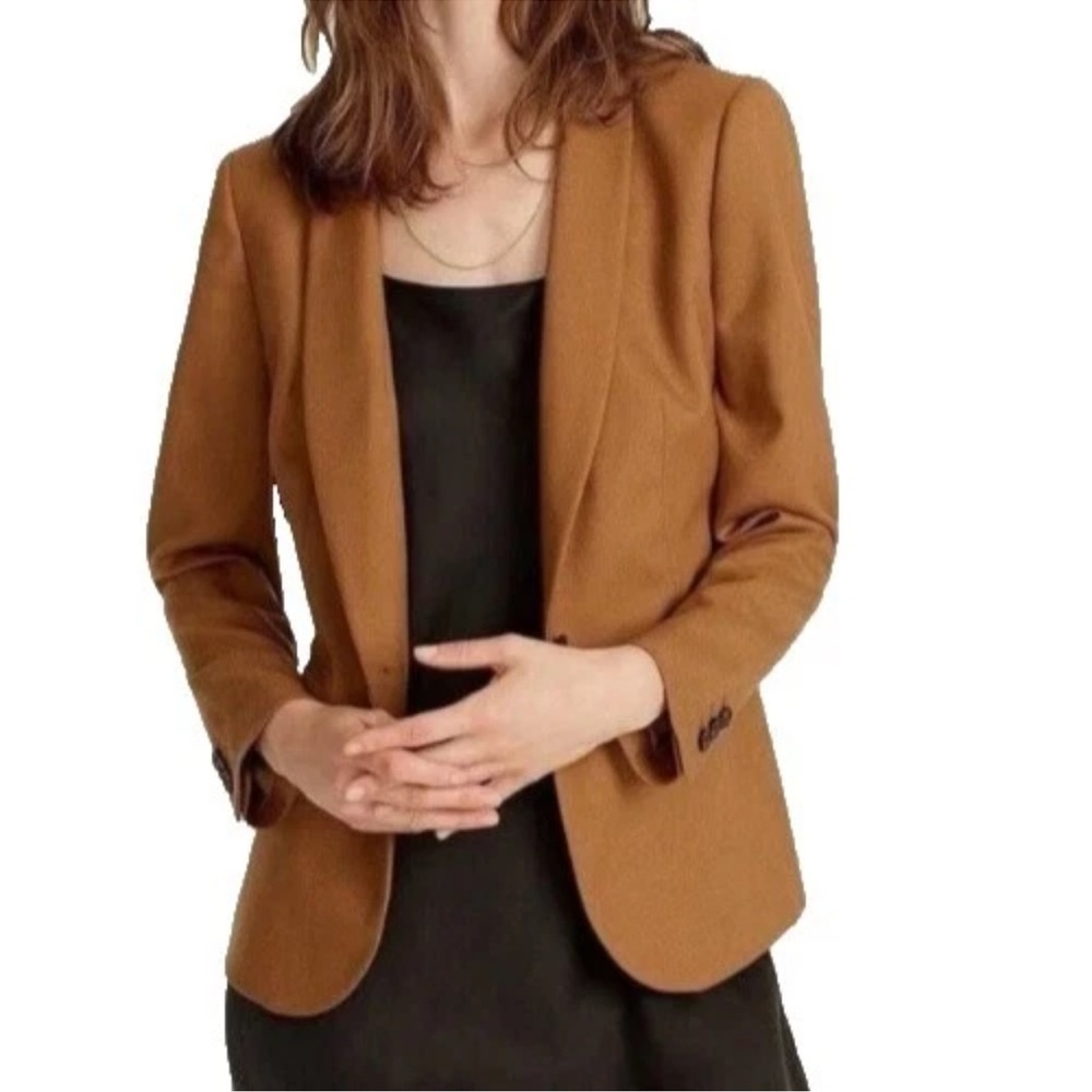 J.Crew Parke Blazer Caramel Wool Flannel #J5627 Classic Jacket Women’s Size 10 - Picture 16 of 16